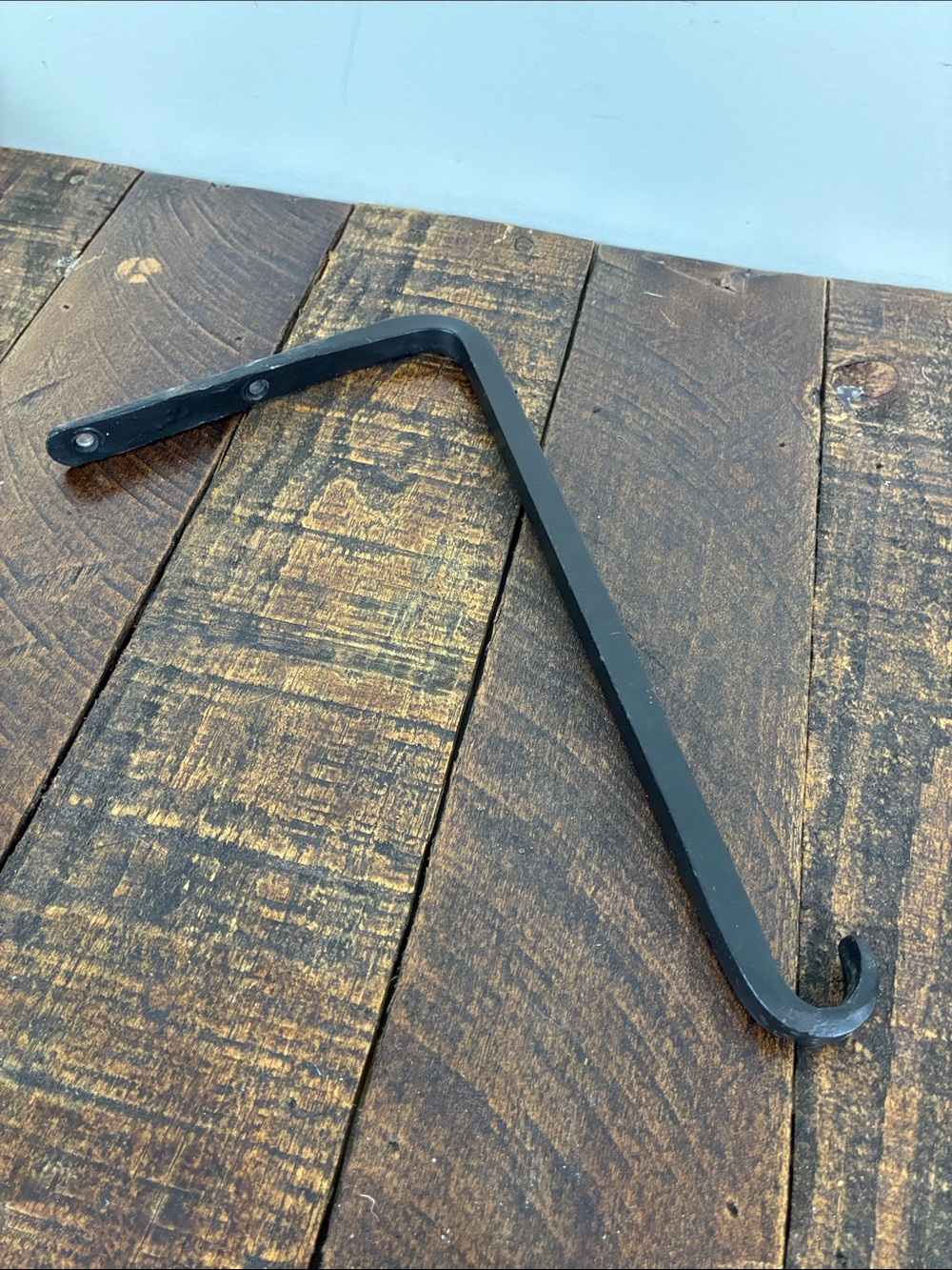 Vintage Black Iron Wall Hook Bracket 10” Plant Hanger Rustic